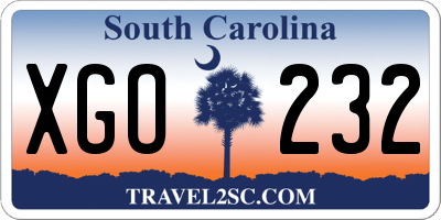 SC license plate XGO232