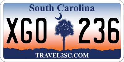 SC license plate XGO236