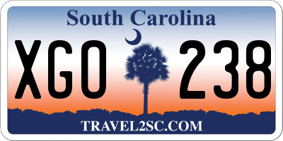 SC license plate XGO238