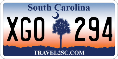 SC license plate XGO294