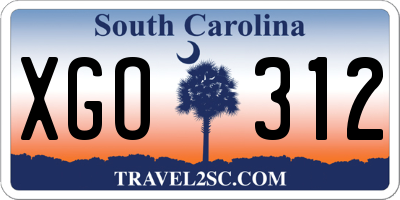 SC license plate XGO312