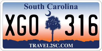 SC license plate XGO316