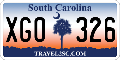 SC license plate XGO326
