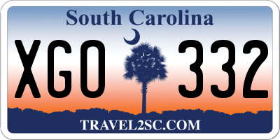 SC license plate XGO332