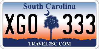 SC license plate XGO333