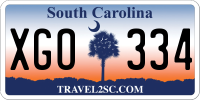 SC license plate XGO334