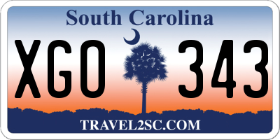 SC license plate XGO343