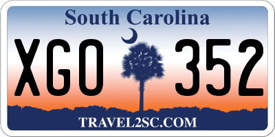 SC license plate XGO352