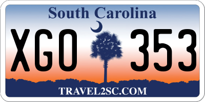 SC license plate XGO353