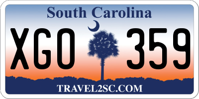 SC license plate XGO359