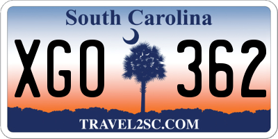 SC license plate XGO362