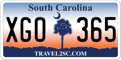 SC license plate XGO365