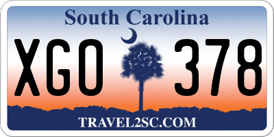 SC license plate XGO378