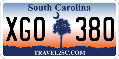 SC license plate XGO380