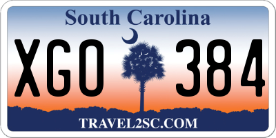 SC license plate XGO384