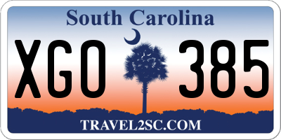 SC license plate XGO385
