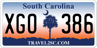 SC license plate XGO386
