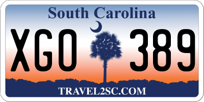 SC license plate XGO389