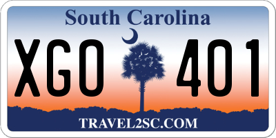 SC license plate XGO401