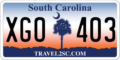 SC license plate XGO403