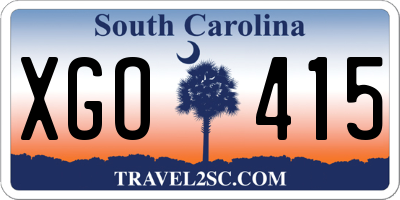 SC license plate XGO415