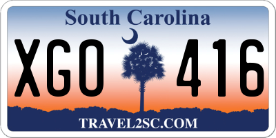 SC license plate XGO416