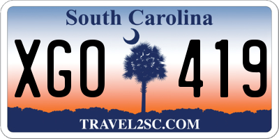 SC license plate XGO419