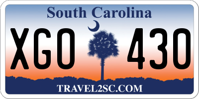 SC license plate XGO430