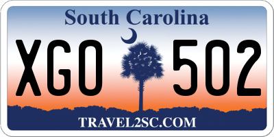 SC license plate XGO502