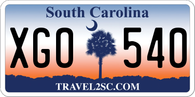 SC license plate XGO540