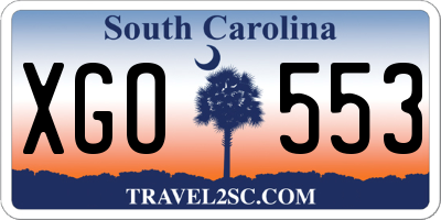 SC license plate XGO553
