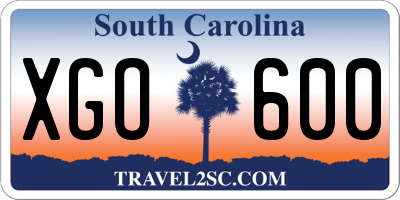 SC license plate XGO600