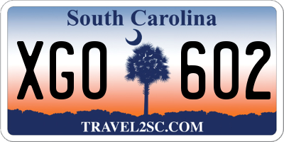 SC license plate XGO602