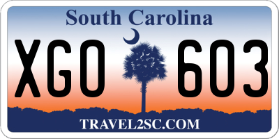 SC license plate XGO603