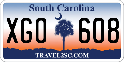 SC license plate XGO608