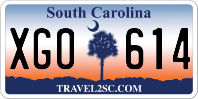 SC license plate XGO614