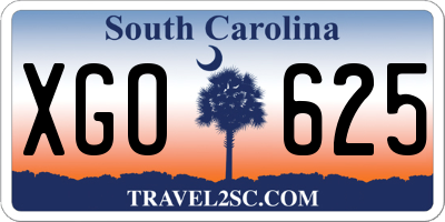 SC license plate XGO625