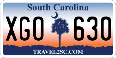 SC license plate XGO630