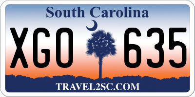SC license plate XGO635