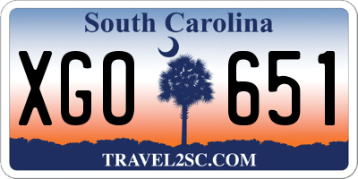 SC license plate XGO651