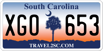 SC license plate XGO653