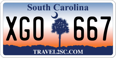 SC license plate XGO667