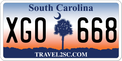 SC license plate XGO668