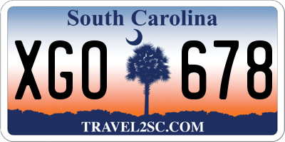 SC license plate XGO678