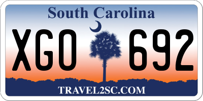 SC license plate XGO692