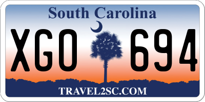 SC license plate XGO694