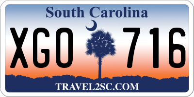 SC license plate XGO716