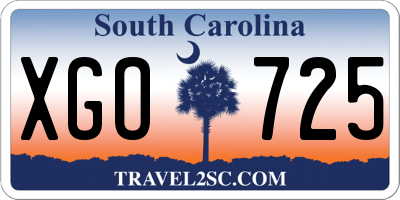SC license plate XGO725