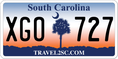SC license plate XGO727