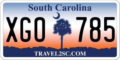 SC license plate XGO785